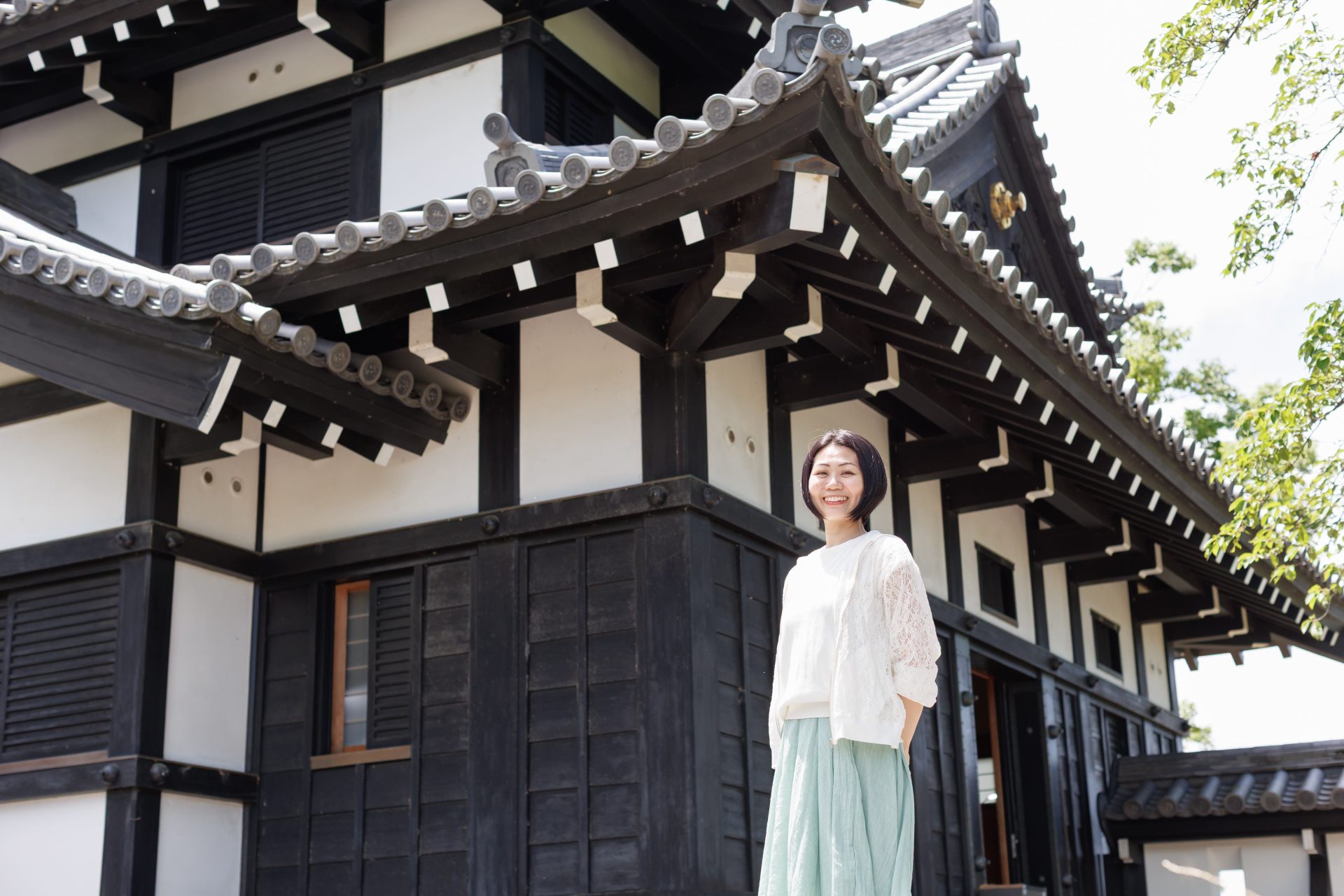 高田城址公園にて大竹美和子氏